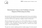 Welcoming the Treaty on the Prohibition of Nuclear Weapons (TPNW) Going into Effect